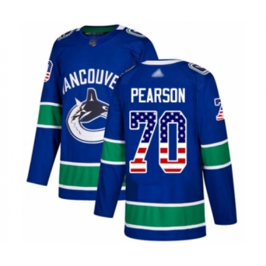 Youth Vancouver Canucks #70 Tanner Pearson Authentic Blue USA Flag Fashion Hockey Jersey - Ujersey