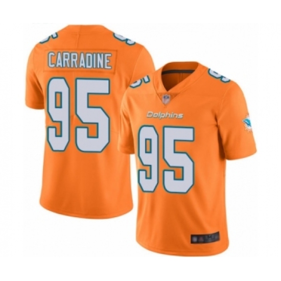 Youth Miami Dolphins #95 Tank Carradine Limited Orange Rush Vapor Untouchable Football Jersey - Ujersey