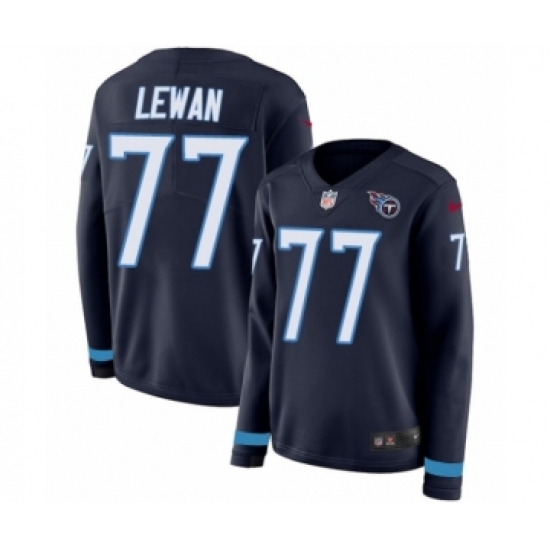 Women's Nike Tennessee Titans #77 Taylor Lewan Limited Navy Blue Therma Long Sleeve NFL Jersey - Ujersey