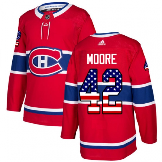 Men's Adidas Montreal Canadiens #42 Dominic Moore Authentic Red USA Flag Fashion NHL Jersey - Ujersey