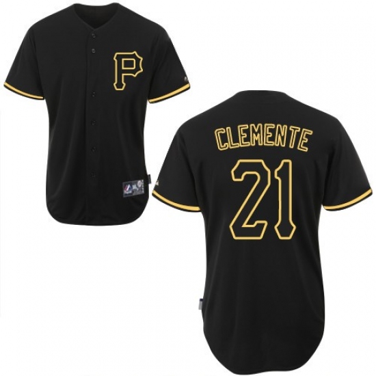 Men's Majestic Pittsburgh Pirates #21 Roberto Clemente Authentic Black Fashion MLB Jersey - Ujersey