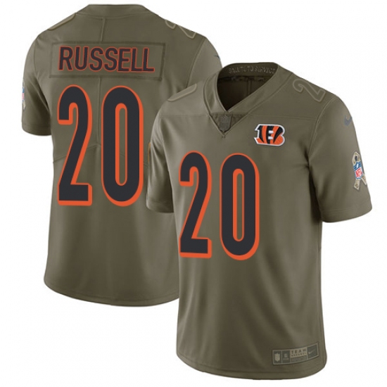 Youth Nike Cincinnati Bengals #20 KeiVarae Russell Limited Olive 2017 Salute to Service NFL Jersey - Ujersey