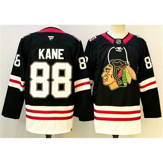 Men's Chicago Blackhawks #88 Patrick Kane Black Stitched Hockey Jersey - Ujersey
