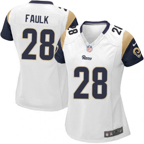 Women's Nike Los Angeles Rams #28 Marshall Faulk Game White NFL Jersey - Ujersey