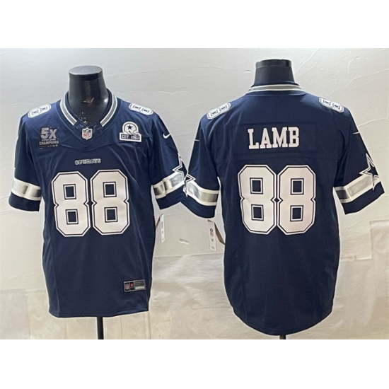 Men's Dallas Cowboys #88 CeeDee Lamb Navy F.U.S.E. With 5x Super Bowl Champions & Established In 1960 Vapor Limited Stitched Football Jersey - Ujersey