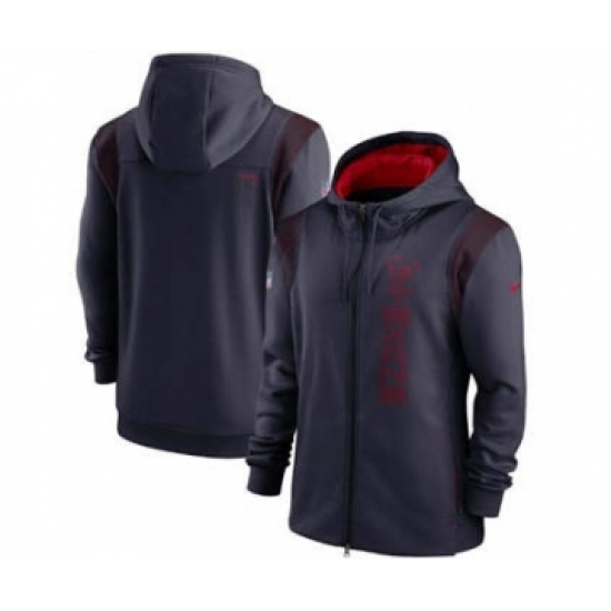 Men's Houston Texans 2021 Navy Sideline Team Performance Full-Zip Hoodie - Ujersey NHL