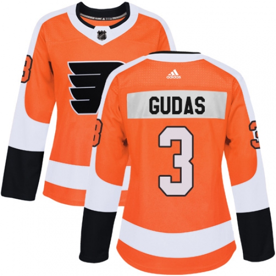 Women's Adidas Philadelphia Flyers #3 Radko Gudas Authentic Orange Home NHL Jersey - Ujersey
