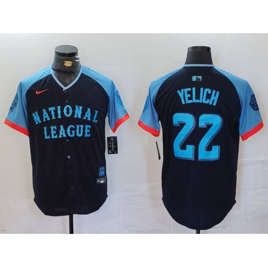 Men's Milwaukee Brewers #22 Christian Yelich Navy 2024 All Star Limited Stitched Jersey - Ujersey
