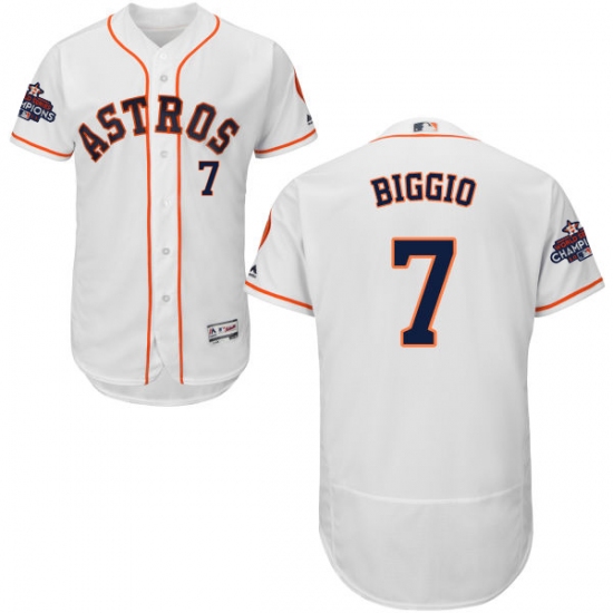 Men's Majestic Houston Astros #7 Craig Biggio Authentic White Home 2017 World Series Champions Flex Base MLB Jersey - Ujersey