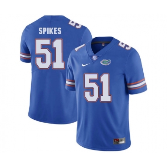 Florida Gators 51 Brandon Spikes Blue College Football Jersey - Ujersey