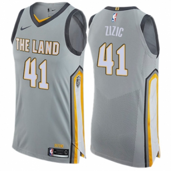 Men's Nike Cleveland Cavaliers #41 Ante Zizic Authentic Gray NBA Jersey - City Edition - Ujersey