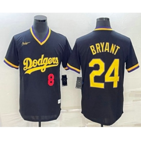 Men's Los Angeles Dodgers #8 #24 Kobe Bryant Number Black Stitched Pullover Throwback Nike Jersey1 - Ujersey