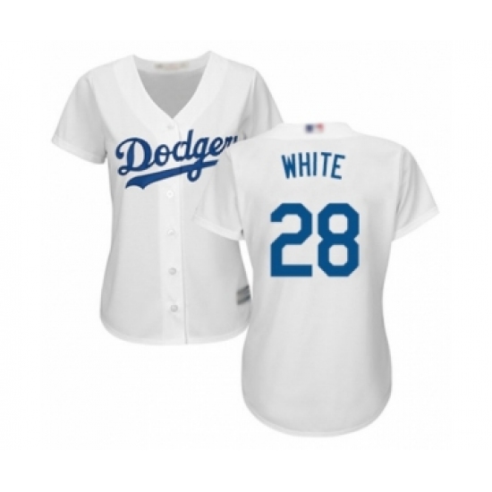 Women's Los Angeles Dodgers #28 Tyler White Authentic White Home Cool Base Baseball Player Jersey - Ujersey
