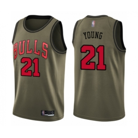Youth Chicago Bulls #21 Thaddeus Young Swingman Green Salute to Service Basketball Jersey - Ujersey