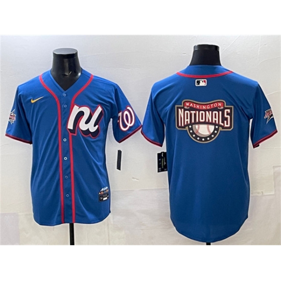 Men's National League Washington Nationals Team Big Logo Blue 2025 All-Star Edition Limited Stitched Baseball Jersey - Ujersey