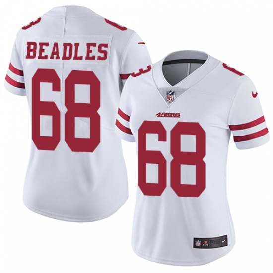 Women's Nike San Francisco 49ers #68 Zane Beadles White Vapor Untouchable Limited Player NFL Jersey - Ujersey