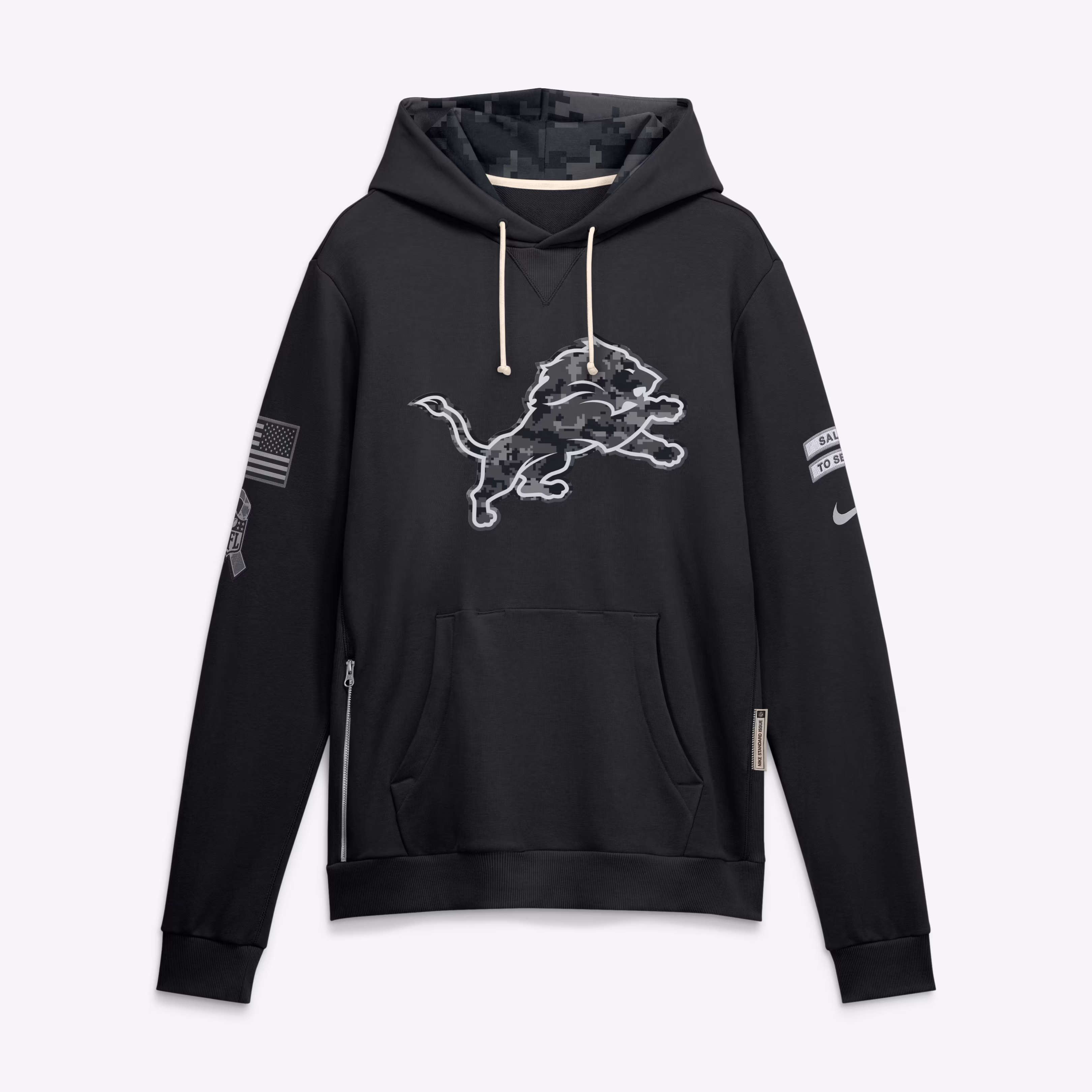 Men's Detroit Lions  Nike Black 2026 Salute to Service Sideline Dri-FIT Pullover Hoodie - U-jersey
