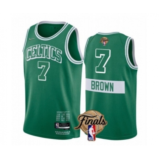 Men's Boston Celtics #7 Jaylen Brown 2022 Green NBA Finals Stitched Jersey - Ujersey