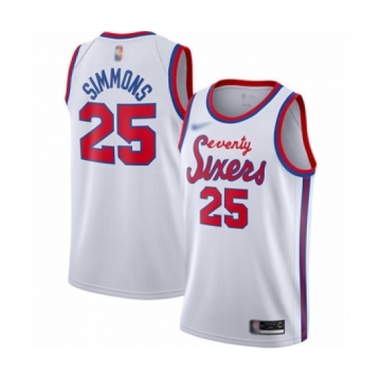 Women's Philadelphia 76ers #25 Ben Simmons Swingman White Hardwood Classics Basketball Jersey - Ujersey