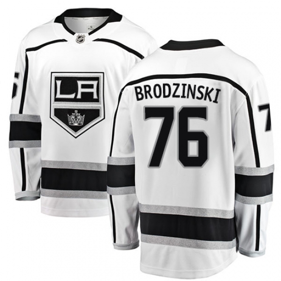 Men's Los Angeles Kings #76 Jonny Brodzinski Authentic White Away Fanatics Branded Breakaway NHL Jersey - Ujersey