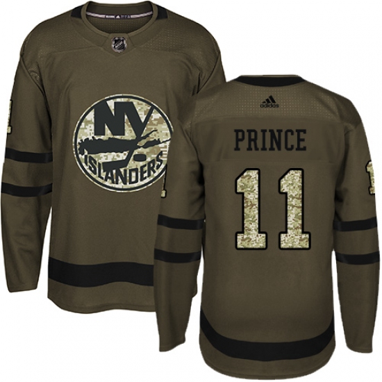 Youth Adidas New York Islanders #11 Shane Prince Authentic Green Salute to Service NHL Jersey - Ujersey