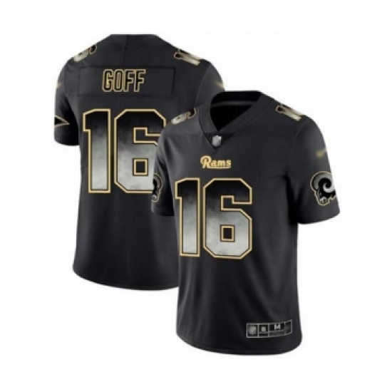 Men's Los Angeles Rams #16 Jared Goff Limited Black Smoke Fashion Football Jersey