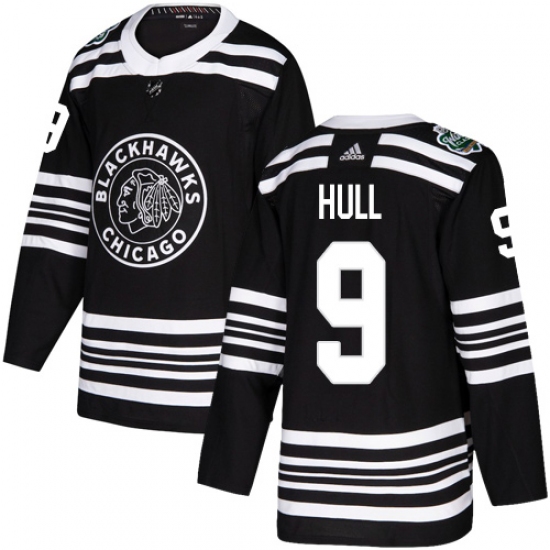 Men's Adidas Chicago Blackhawks #9 Bobby Hull Authentic Black 2019 Winter Classic NHL Jersey - Ujersey