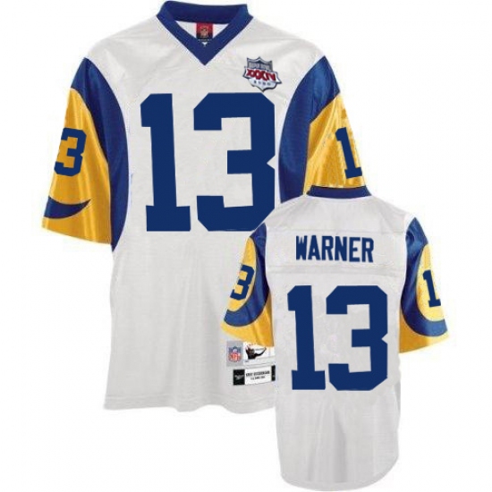 Mitchell and Ness Los Angeles Rams #13 Kurt Warner Authentic White Super Bowl XXXIV Throwback NFL Jersey - Ujersey