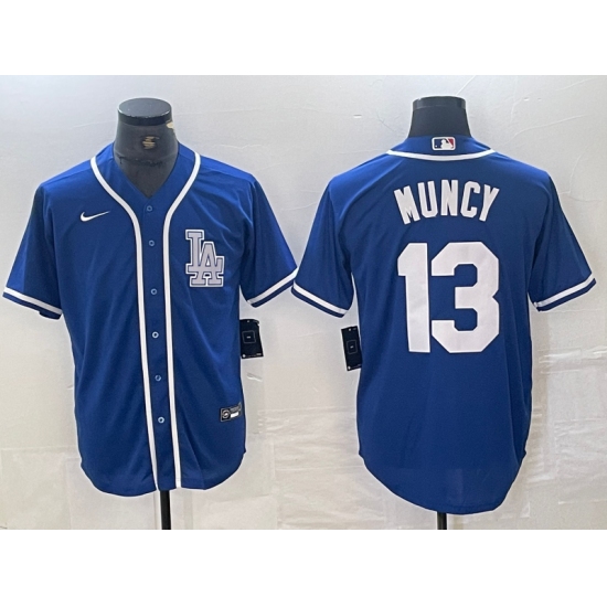 Men's Los Angeles Dodgers #13 Max Muncy Blue Cool Base Stitched Baseball Jersey - Ujersey