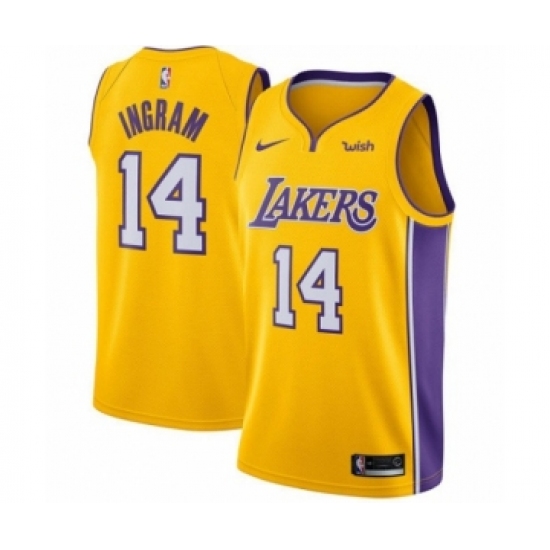 Men's Los Angeles Lakers #14 Brandon Ingram Authentic Gold Home Basketball Jersey - Icon Edition - Ujersey