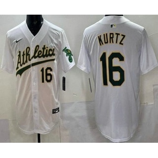 Men's Oakland Athletics #16 Nick Kurtz White Limited Jersey - Ujersey