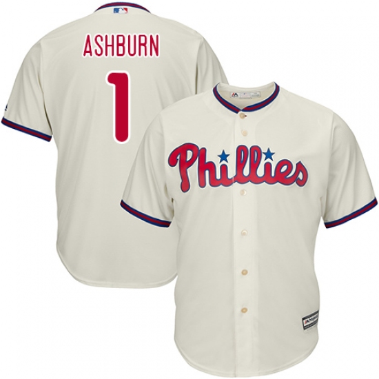 Youth Majestic Philadelphia Phillies #1 Richie Ashburn Authentic Cream Alternate Cool Base MLB Jersey - Ujersey