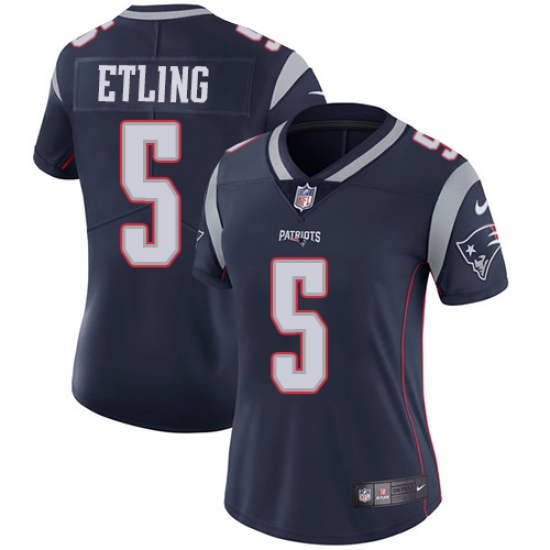 Women's Nike New England Patriots #5 Danny Etling Navy Blue Team Color Vapor Untouchable Limited Player NFL Jersey - Ujersey