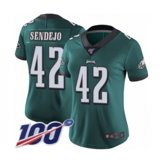 Women's Philadelphia Eagles #42 Andrew Sendejo Midnight Green Team Color Vapor Untouchable Limited Player 100th Season Football Jersey - Ujersey