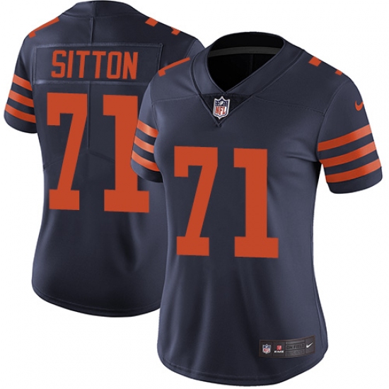 Women's Nike Chicago Bears #71 Josh Sitton Navy Blue Alternate Vapor Untouchable Limited Player NFL Jersey - Ujersey