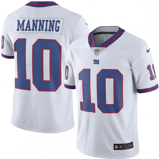 Men's Nike New York Giants #10 Eli Manning Elite White Rush Vapor Untouchable NFL Jersey - Ujersey