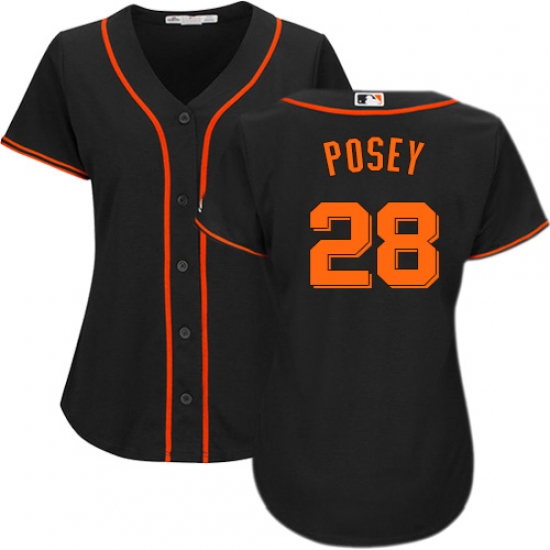 Women's Majestic San Francisco Giants #28 Buster Posey Replica Black Alternate Cool Base MLB Jersey - Ujersey