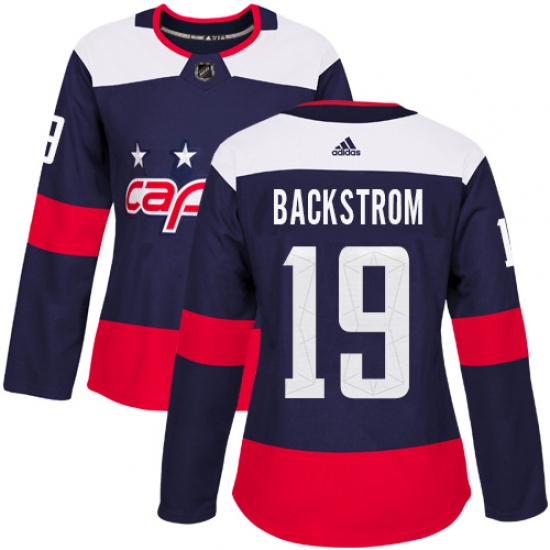 Women's Adidas Washington Capitals #19 Nicklas Backstrom Authentic Navy Blue 2018 Stadium Series NHL Jersey - Ujersey