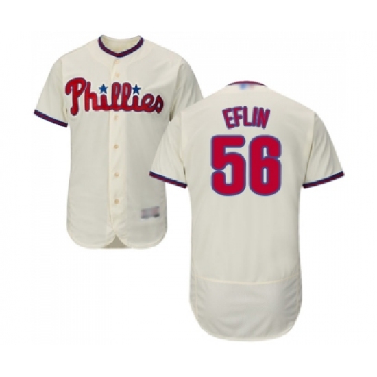 Men's Philadelphia Phillies #56 Zach Eflin Cream Alternate Flex Base Authentic Collection Baseball Jersey - Ujersey