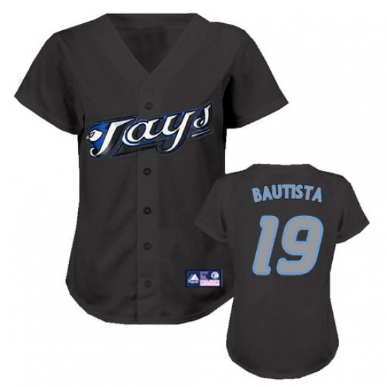 Women's Majestic Toronto Blue Jays #19 Jose Bautista Replica Black MLB Jersey - Ujersey