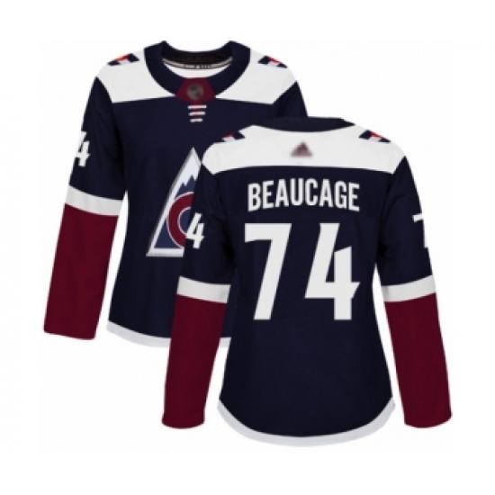 Women's Colorado Avalanche #74 Alex Beaucage Authentic Navy Blue Alternate Hockey Jersey - Ujersey