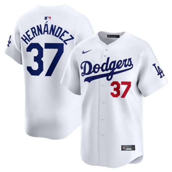 Men's Los Angeles Dodgers #37 Teoscar Hernandez White 2024 Home Limited Stitched Baseball Jersey - Ujersey