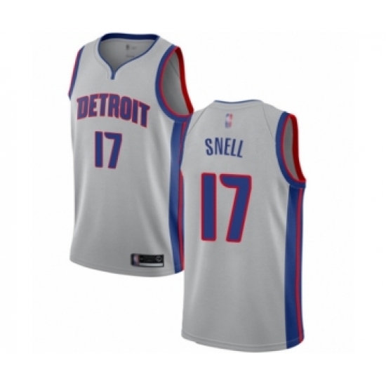 Men's Detroit Pistons #17 Tony Snell Authentic Silver Basketball Jersey Statement Edition - Ujersey