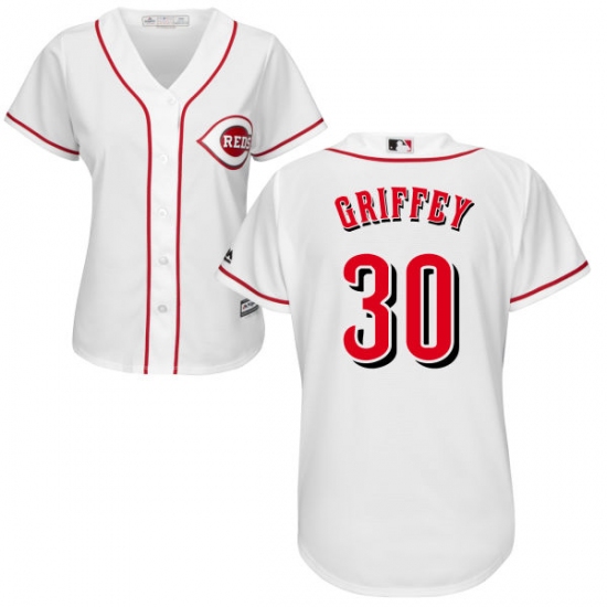 Women's Majestic Cincinnati Reds #30 Ken Griffey Replica White Home Cool Base MLB Jersey - Ujersey