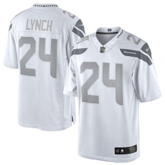 Men's Nike Seattle Seahawks #24 Marshawn Lynch Limited White Platinum NFL Jersey - Ujersey