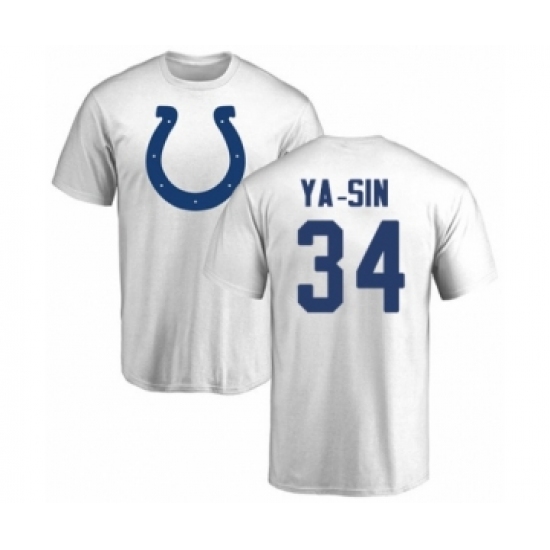 Football Indianapolis Colts #34 Rock Ya-Sin White Name & Number Logo T-Shirt - Ujersey