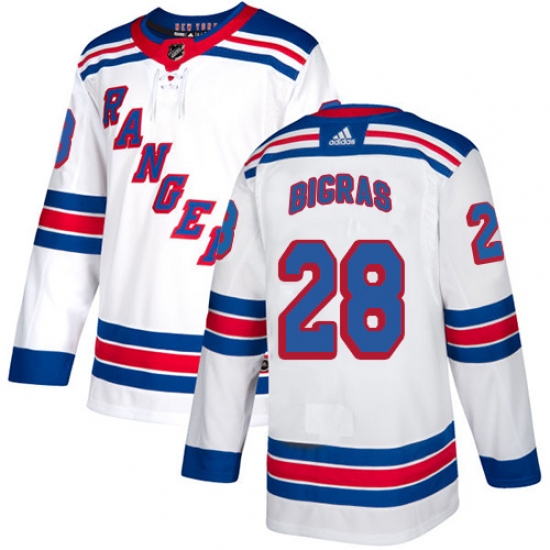 Men's Adidas New York Rangers #28 Chris Bigras Authentic White Away NHL Jersey - Ujersey
