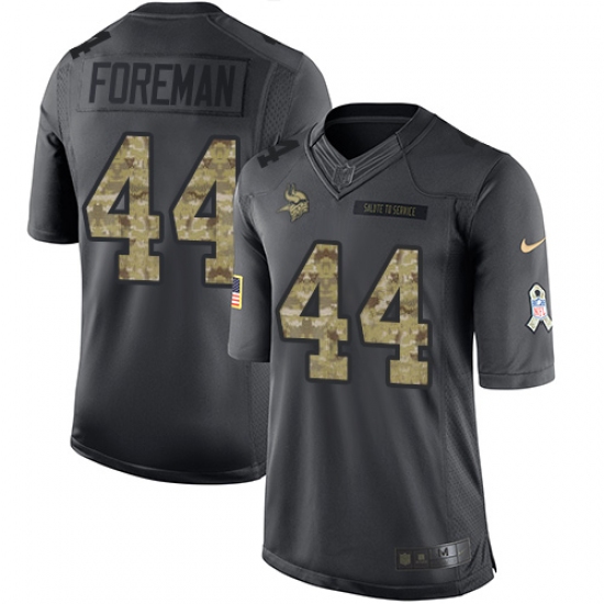 Youth Nike Minnesota Vikings #44 Chuck Foreman Limited Black 2016 Salute to Service NFL Jersey - Ujersey
