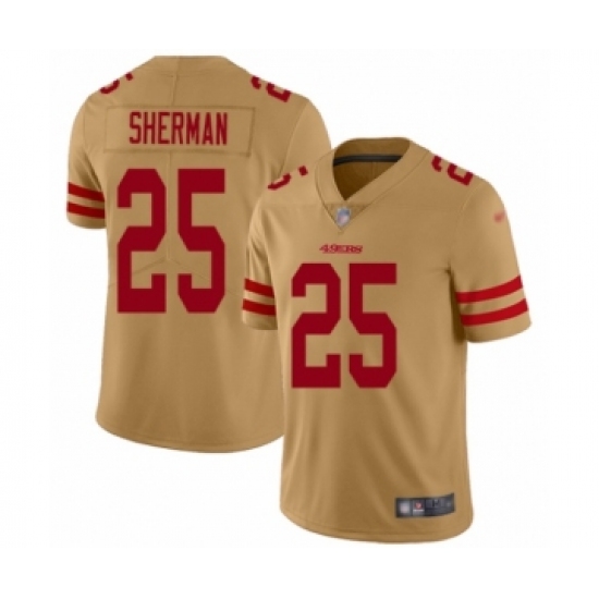 Women's San Francisco 49ers #25 Richard Sherman Limited Gold Inverted Legend Football Jersey - Ujersey