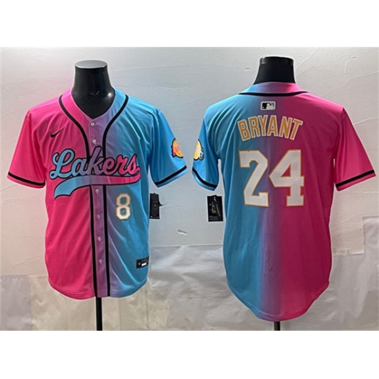 Men's Los Angeles Lakers Front #8 Back #24 Kobe Bryant Pink Blue Limited Stitched Jersey - Ujersey